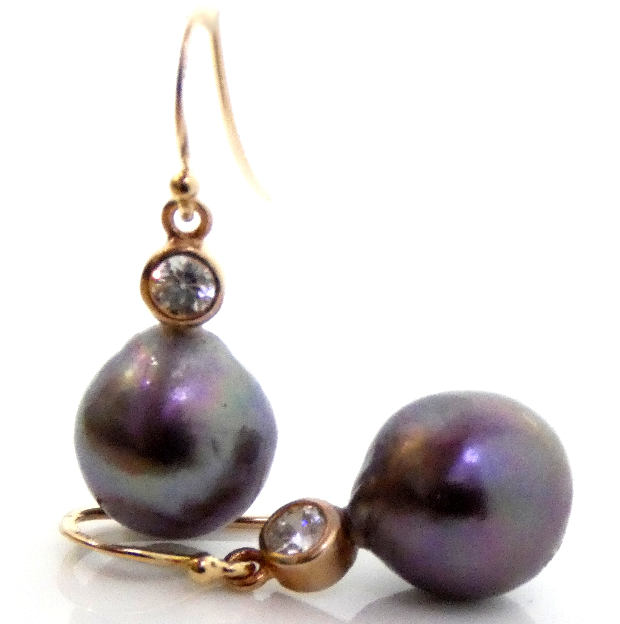 Purple 12.5mm Edison Drop Pearl Earrings